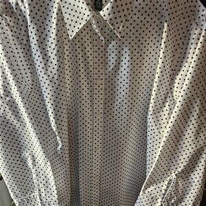 Lauren Ralph Lauren White Shirt with Black Polka Dots